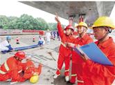 应急救援演练在杭州中环柯桥段高架桥改建工程现场举行